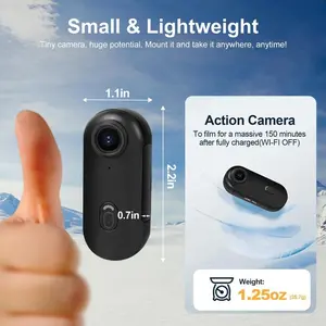 Mini Action Camera, 128GB Thumb Body Camera, Wearable Video Recorder with IPX7 Waterproof Underwater Camcorder, Helmet Mount, Magnetic Sport DV for Bike Cycling, Pet, Vlogging Movie Metal 4K+128G Black Stick