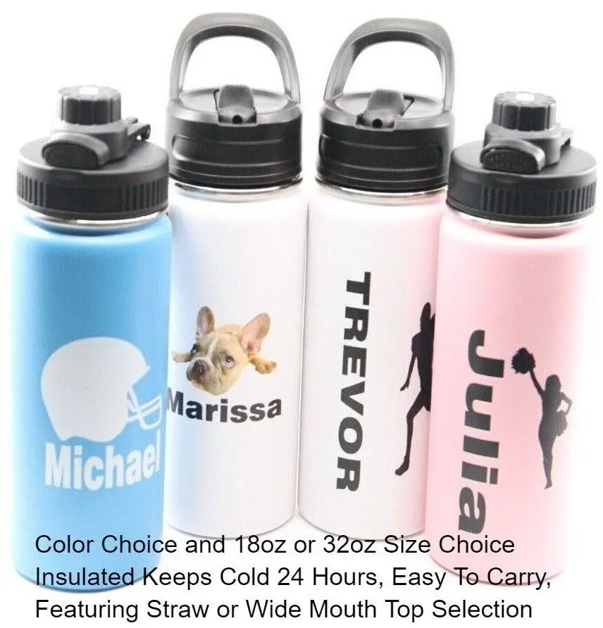 Personalized Insulated Sports 18/32oz Hydro Water Bottle Custom & Engraved Free