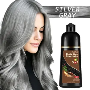 Silver Gray Hair Dye Shampoo for Gray Coverage, 5-in-1 Hair Color Shampoo for Women & Men, Natural Looking Silver Gray Hair Color, Fast Coloring, Gentle Conditioning Formula, Easy to Use, 200ml