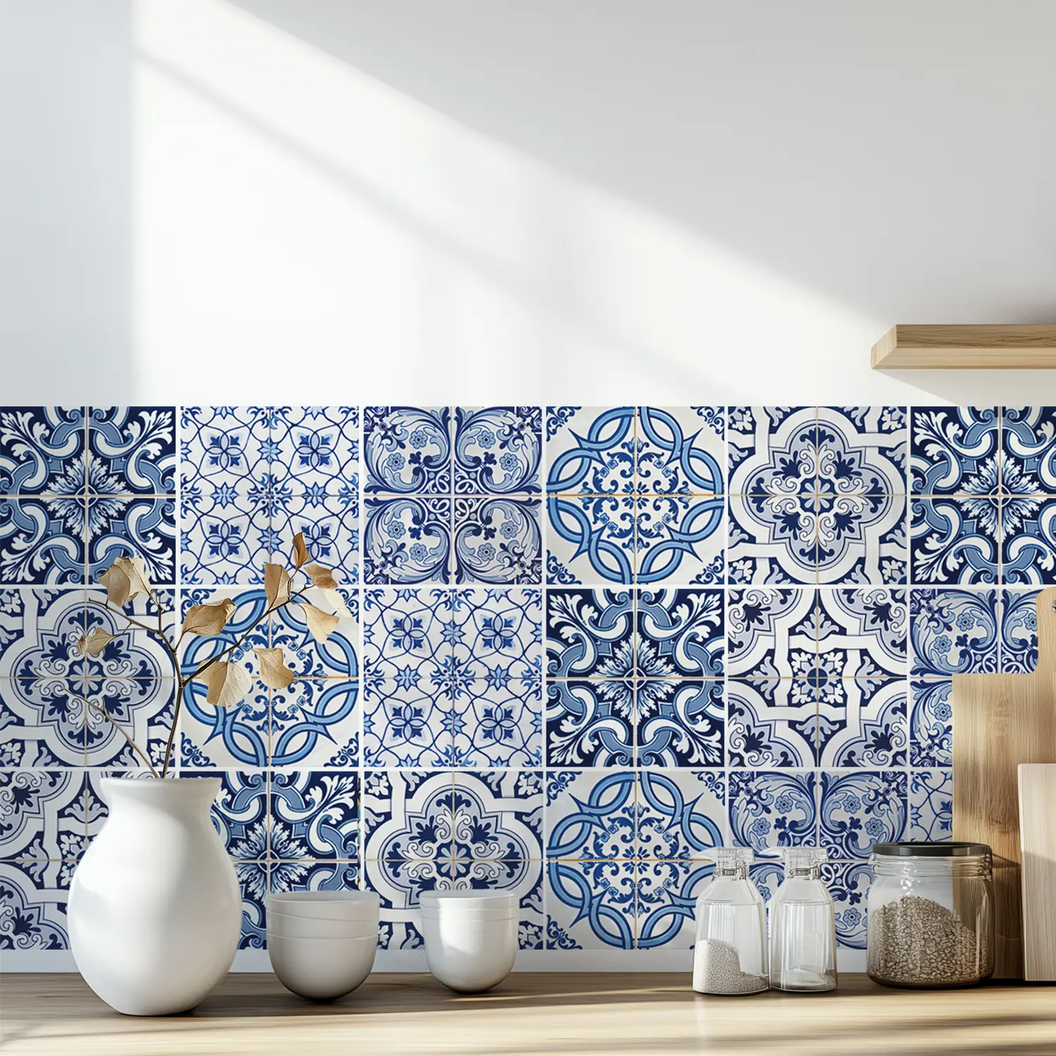 Bohemian Art Deco Decorative Wall Sticker Set - 24-Piece 4x4 in Waterproof PVC Geometric Renter-Friendly Self-Adhesive Vinyl Decals, Easy Peel-and-Stick for Kitchen, Room Art, Outdoor Accent Wall Decor (Thanksgiving, Earth Day)