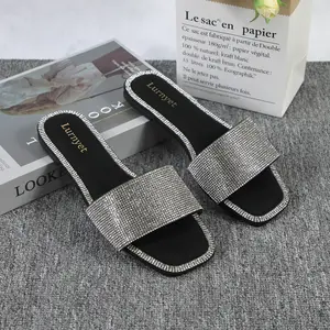 Women's Fashion slippers fancy flat slippers, fashionable square shoes, square shoes with sliding covers,  are indispensable in summer open toe slide WJX