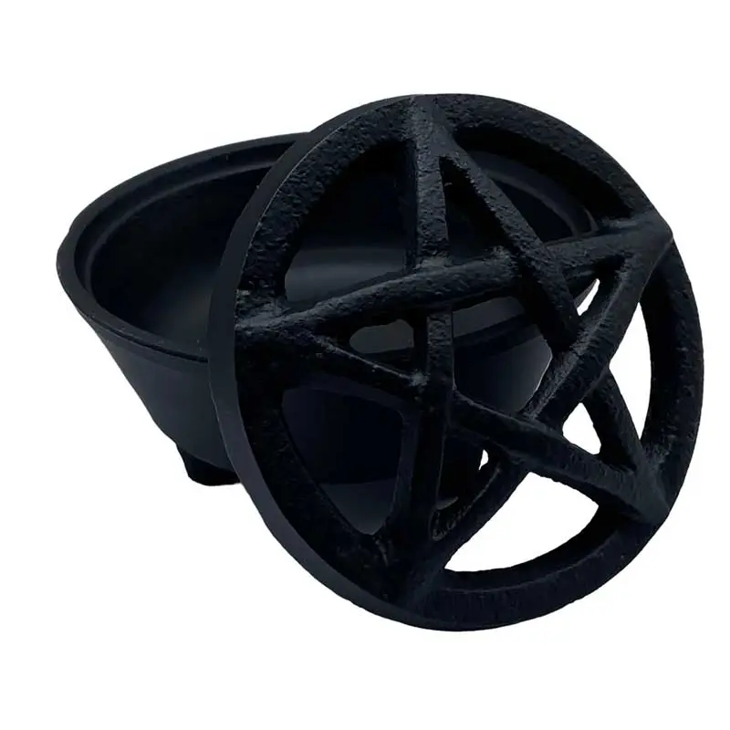 Pentagram Cast Iron Cauldron 3¼ Inch — Small Wicca Altar Smudge Bowl Pentagram Cast Iron Cauldron 3¼ Inch — Small Wicca Altar Smudge Bowl