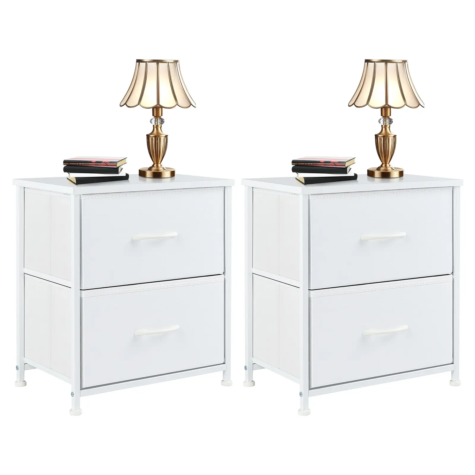 Nightstand-2 Pack,, Bedside Table with 2 Drawers – Modern Minimalist Bedroom End Table, Small Storage Cabinet for Living Room, Compact Night Stand, 25 Inches