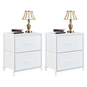 Nightstand-2 Pack,, Bedside Table with 2 Drawers – Modern Minimalist Bedroom End Table, Small Storage Cabinet for Living Room, Compact Night Stand, 25 Inches