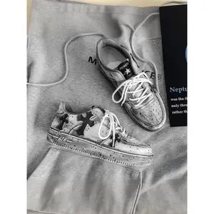 Men's Artistic Cross Pattern Casual Sneakers, with Vintage Details, Urban Style & Trendy, Stylish Comfortable Shoes