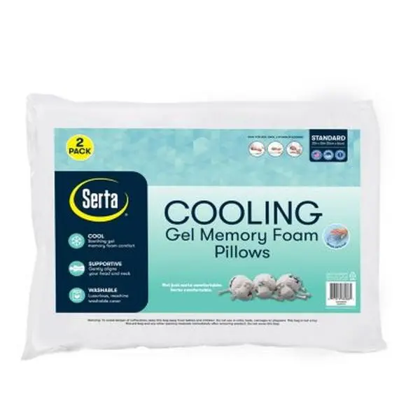 Serta Gel Memory Foam Cluster Pillows, 2-Pack Pillows for Sleeping