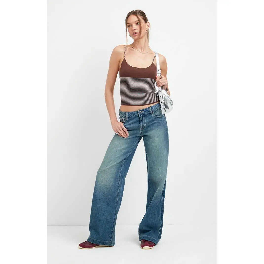 Pacsun Women's Casey Low Rise Baggy Jeans Medium Blue Washed