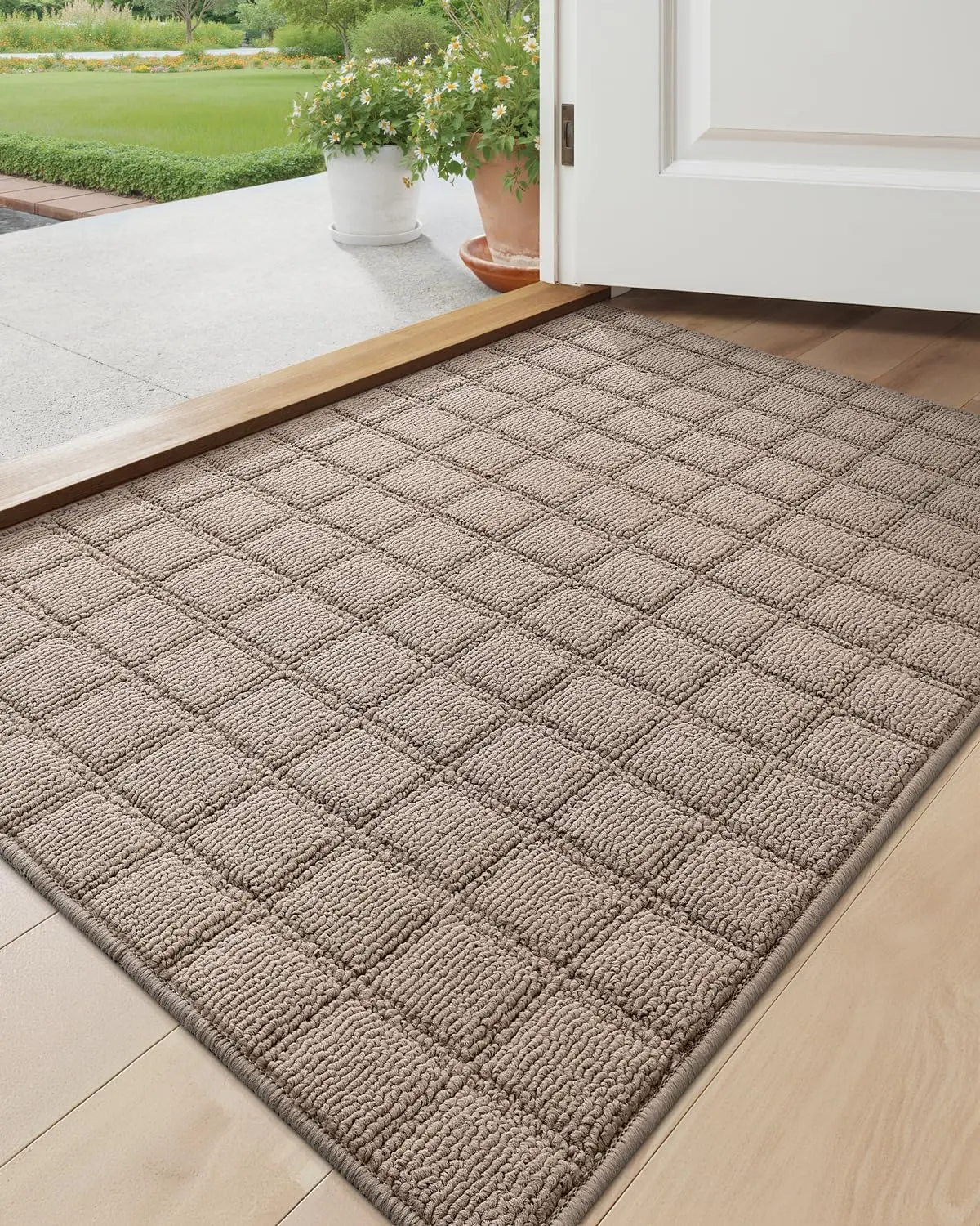 Color & Geometry Dirt Trapper Indoor Door Mat - Ultra-Sturdy Durable Polypropylene Non-Slip Entrance Rug, Easy-Clean for Entryway Mudroom