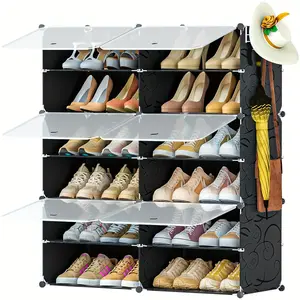 Seasonal promotion Shoe Rack, 6 Tier Shoe Organizer for Closet, Stackable 24 Pair Closed Shoe Storage Shoe Shelves Shoe Cabinet for Closet Organizers and Storage Storage Organizers