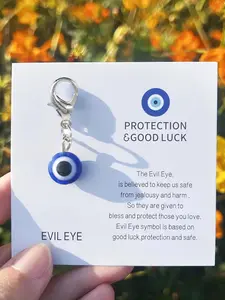 1pc Evil Eye Design Keychain, Cute Keychain with Card, Inspirational Pocket Hug Card, Fashion Accessories for Women & Men, Good Luck, Protection, Evil Eye Symbol, Thoughtful Gift