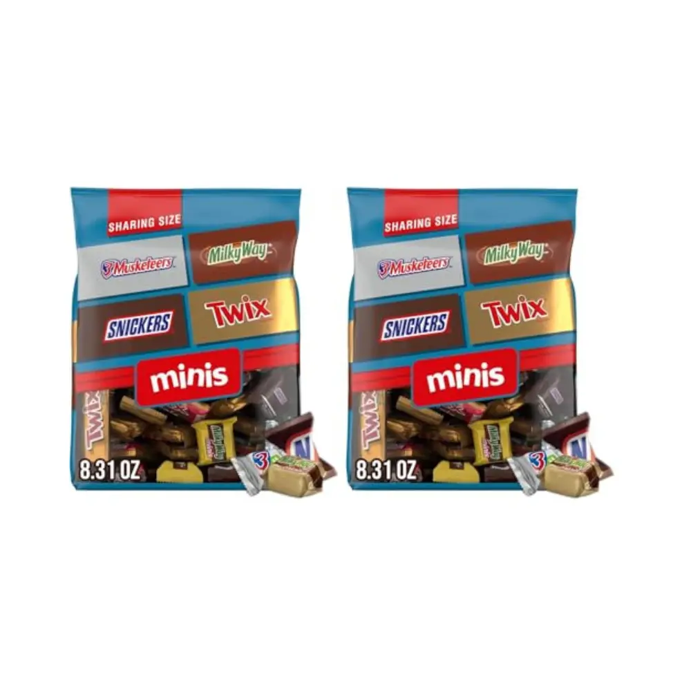 SNICKERS,TWIX,MILKY WAY and 3 MUSKETEERS Winter Sports Individually Wrapped Chocolate Candy Bars Variety Pack,Sharing Size,8.31 Oz Bulk Bag,(Pack of 2)