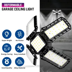 7000LM Fan-Style LED Garage Light, 5-Panel Ultra-Bright Work Light with 4 Foldable Wide-Angle Panels, High Light Focus, E26/E27 Base, Quick Heat Dissipation, Easy Installation