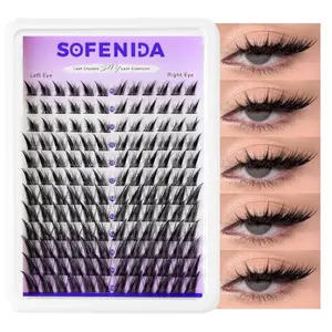 Fox Eye Lash Clusters Wispy Cluster Eyelash Extensions 10-16MM Cluster Lashes C Curvature Eyelash Cluster Left&Right DIY Lash Extension Soft Cat Eye Lash Cluster