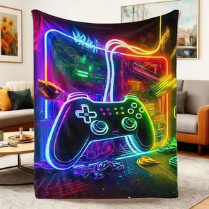 Funny Game Controller Flannel Throw Blanket,Cozy Gamer Blanket for Relaxing Gaming Nights,Soft Warm Blanket for Couch Bed Sofa,All Season Lightweight Travel Camping Blanket,Cute Gift for Gamers Kids Teens Adults