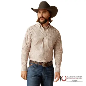 Ariat Men's Titus Fitted Long-Sleeve Shirt, Brown - Style 10052366
