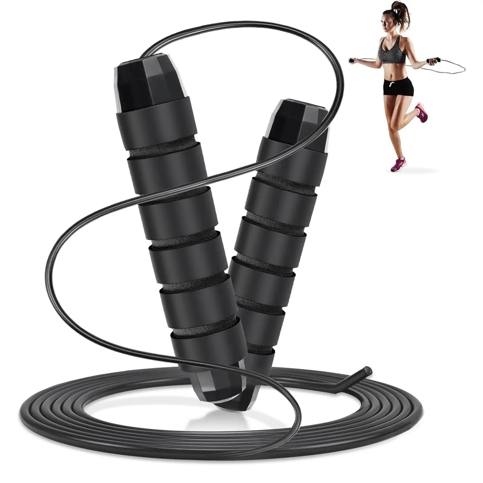 Homhut Adjustable Tangle-Free Speed Jump Rope with Foam Handles, Fitness Skipping Rope for Adults Kids, Indoor Outdoor Gym Cardio Workout Equipment #dorm essentials #back to school #home essentials