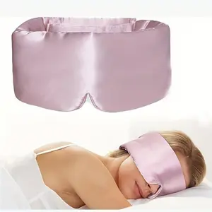 Silk Sleeping Mask, 3D Weighted Cooling Eye Mask with Adjustable Head Strap, Soft Pressure-free Breathable Stretchable Eye Cover, Solid Color Sleep Aid Eye Patches for Home & Travel