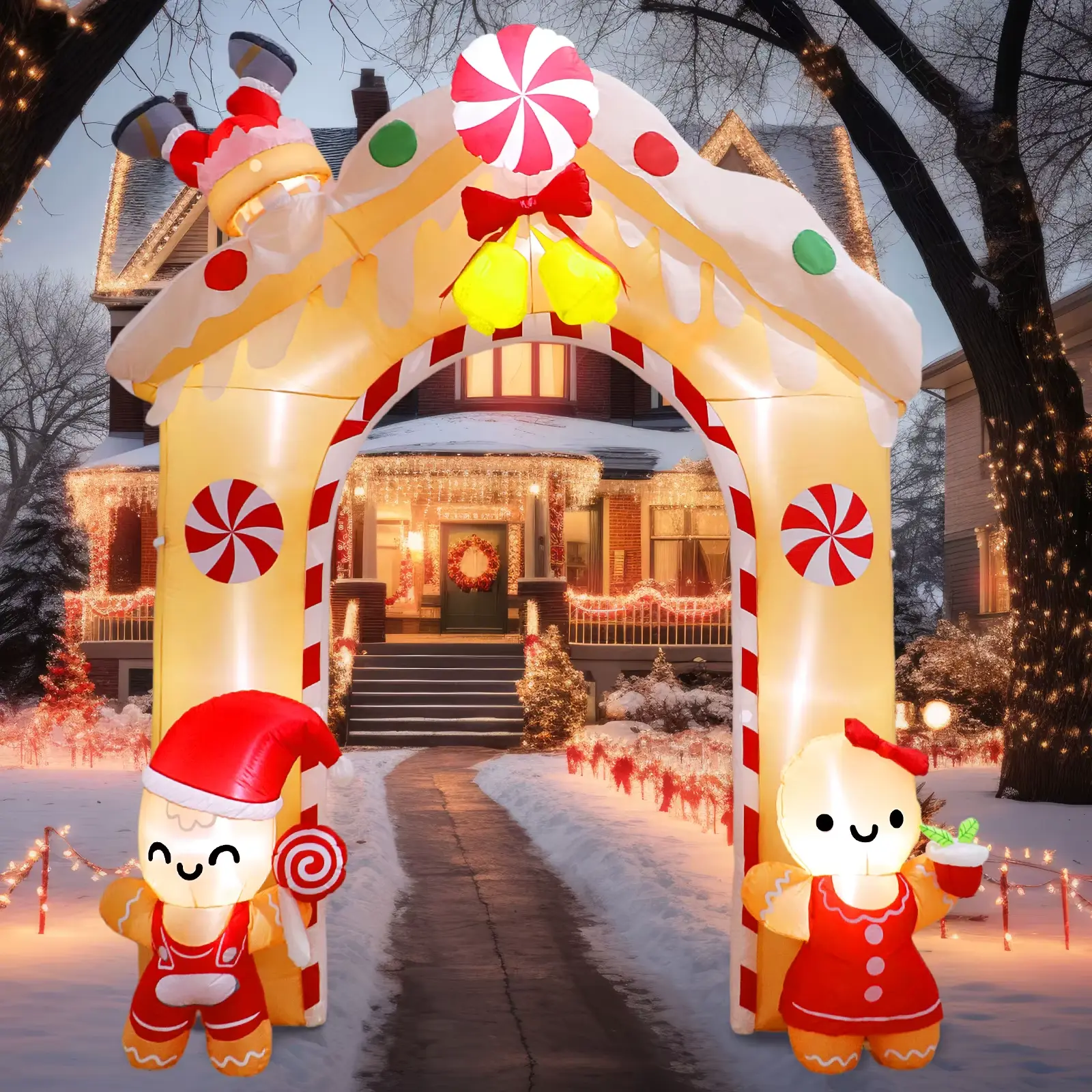 10FT Christmas Archway Inflatables Gingerbread Man