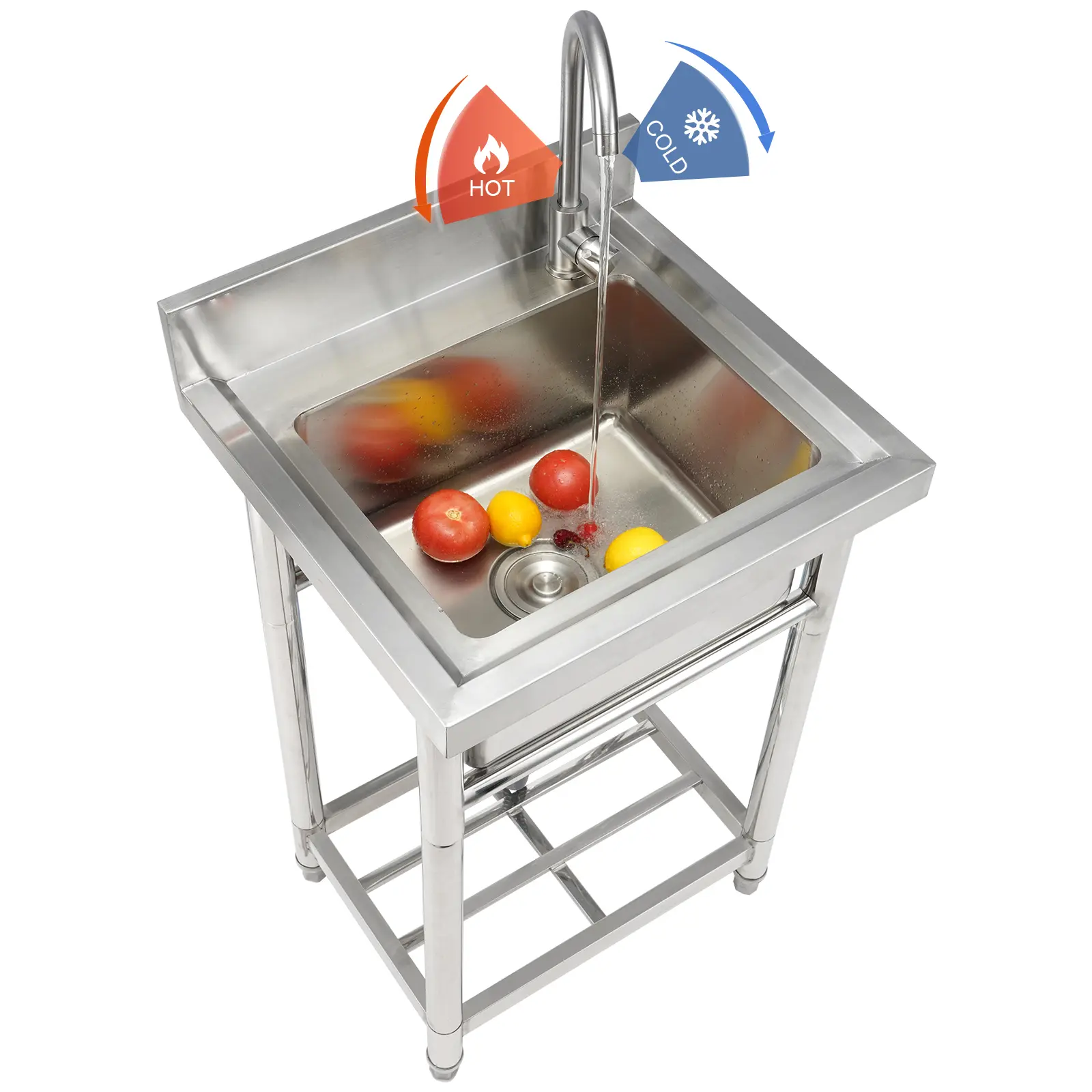 【Summerfinds】VEVOR Stainless Steel Utility Sink 1 Compartment Free Standing Small Sink Include Faucet & legs16 x 13 x 8.7 in Commercial Single Bowl Sinks for GarageRestaurantKitchenLaundryNSF Certified