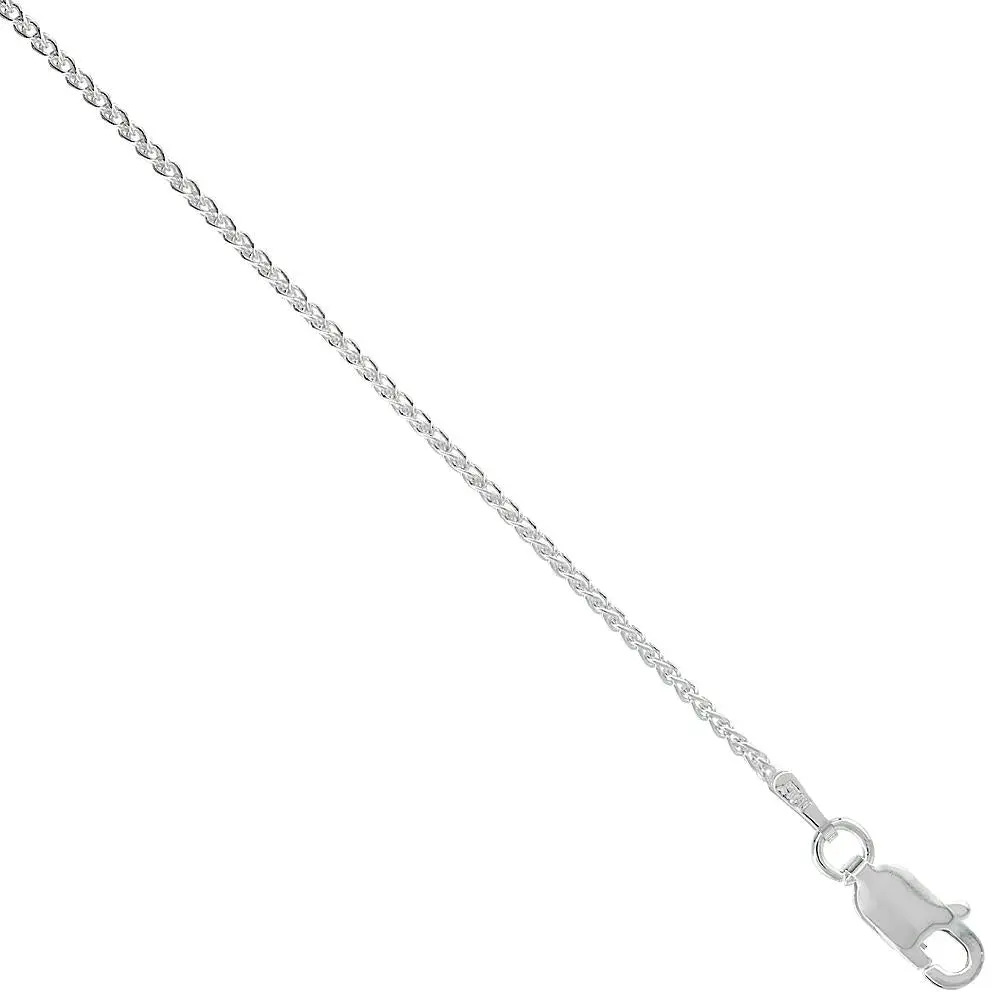 Sterling Silver Wheat Spiga 1.1mm Necklace Chain Italy