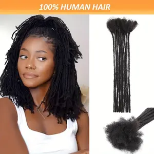Hot Wholesale 12-20 Inch Handmade Permanent Crochet Braiding Dreadlock Extensions - Real Human Hair Locs, Natural Black, Unisex & All Ethnicities, Versatile Styling for Daily Wear, Protective Hairstyle, Bohemian Hairstyle, Authentic Texture, Protecti