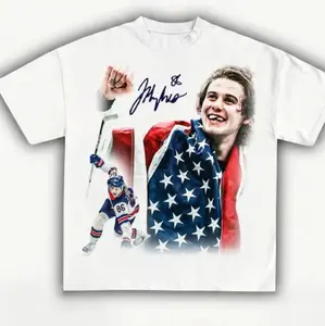 JACK HUGHES 'GOLDEN GOAL' TEE, Team USA T-shirt, Winter Olympics Shirt, Rettro Graphic Tees, Full Size, Gift For Fan