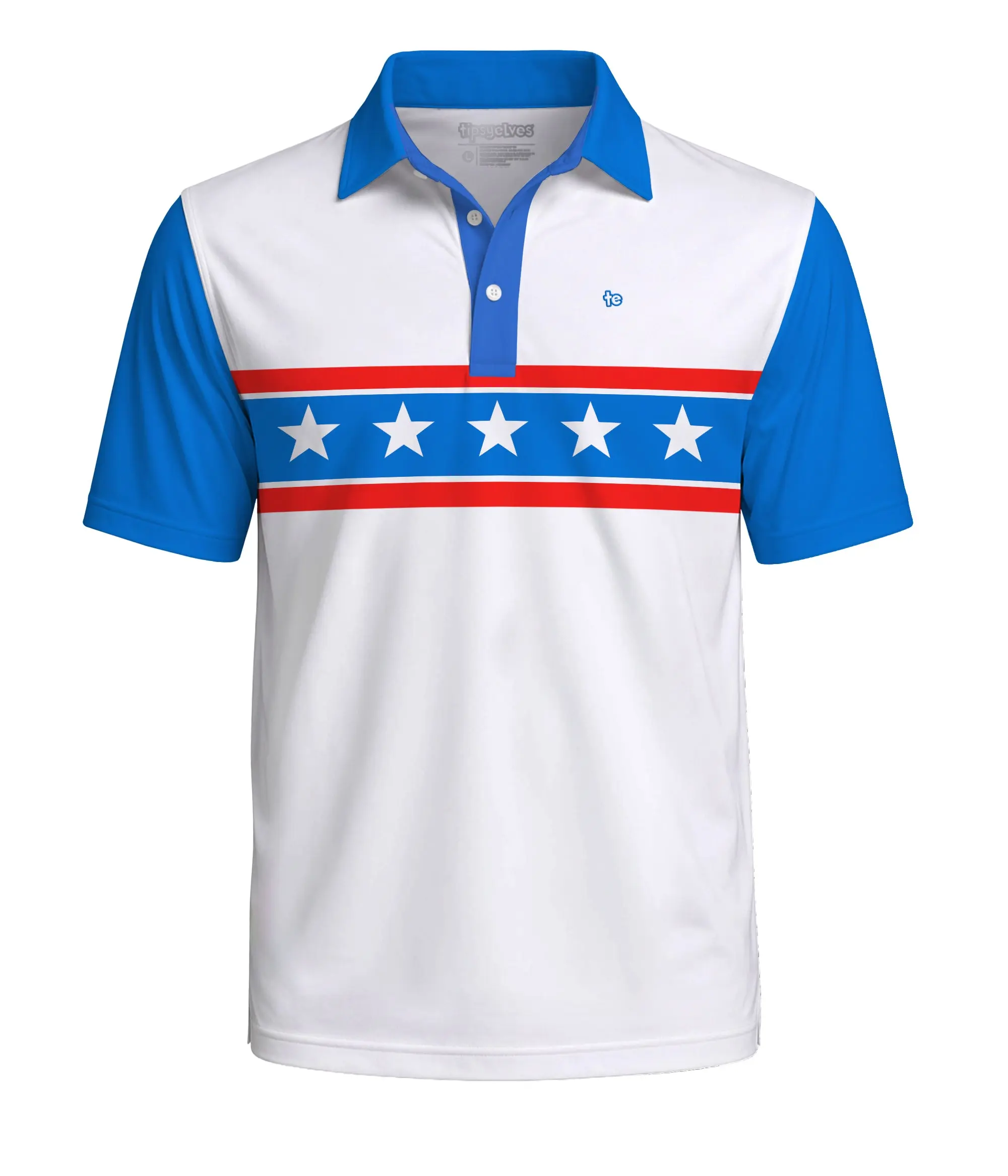 Men's American Daredevil Performance Polo - Patriotic Swagger, Sporty Chic Design for Grilling, Partying, Casual Hangout, Button, Vintage Americana Energy, American Retro Men's Sports Polo, Active Men's Sports Polo