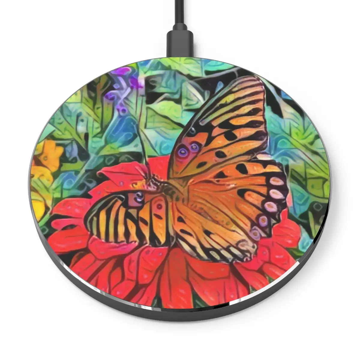 Beautiful Custom Monarch Butterfly Design Wireless Charger