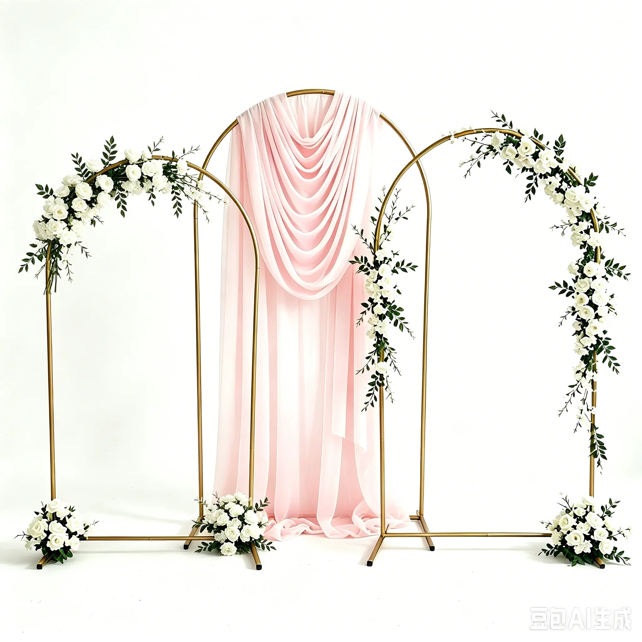 3 Pack Gold Metal Arch Backdrop Stand, 3 Sizes Arched Wedding Arch Frame, Free Tool Assembly Metal Arch Stand for Wedding Ceremony, Birthday, Bridal Shower, Baby Shower, Party Floral Balloon Decor