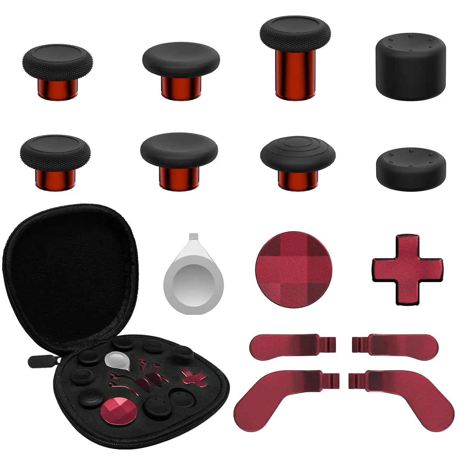 16-in-1 Metal Thumbsticks Replacement Kits for  Elite Series 2,  Elite 2 Controller Accessories, Includes  Joysticks, Paddles,  Caps, D-Pads, 1 Tool (Volcano Red)