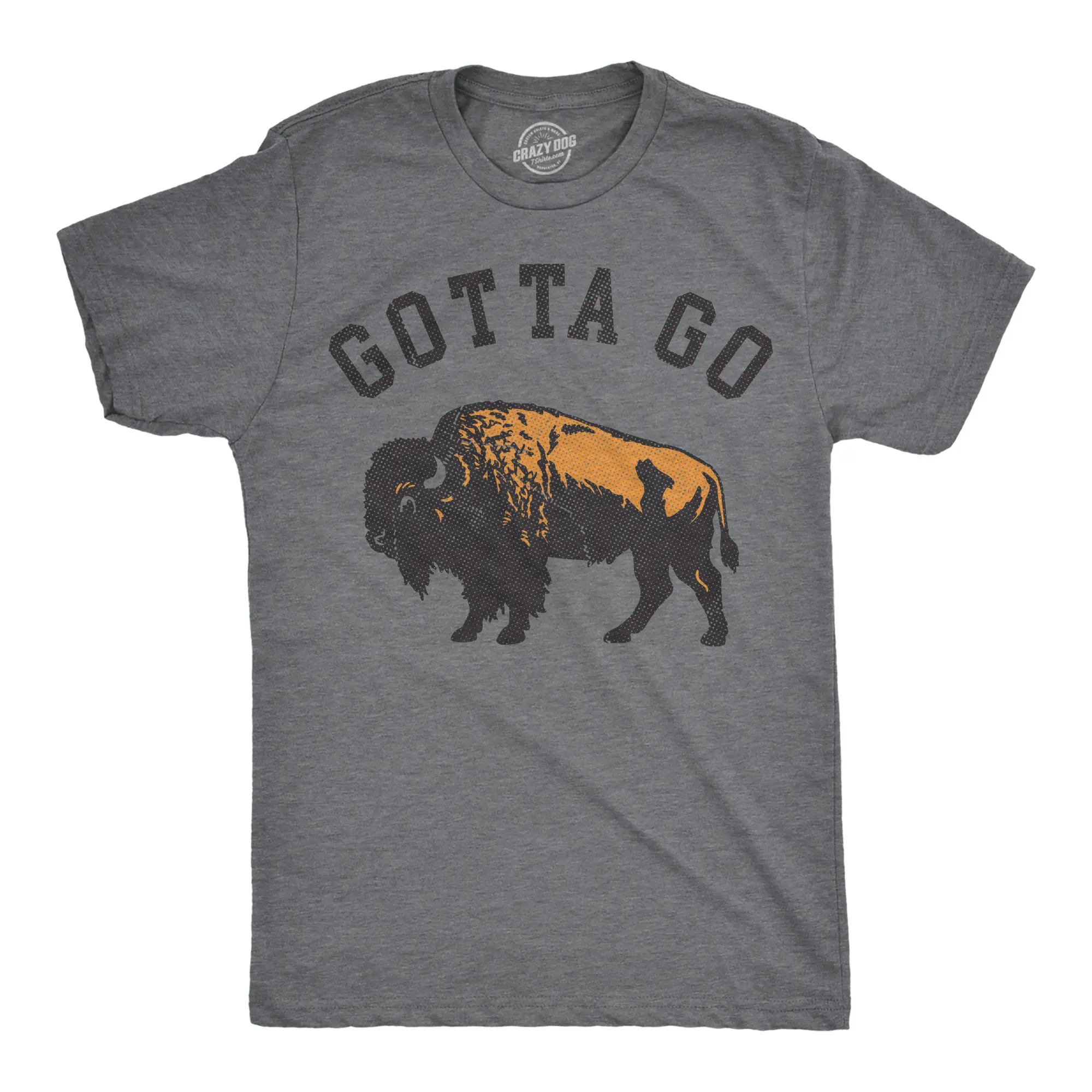 Mens Funny T Shirts Gotta Go Buffalo Sarcastic Tee For Men Mens Funny T Shirts Cool Vintage Fashion T-Shirt Gift Classic Menswear Funny Animal Short Sleeve Novelty Tees for Guys Dark Grey