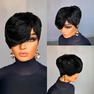 [NEW ARRIVAL]ShowReal Short Straight Pixie Cut Wig Human Hair Wig  for Black Women Human Hair Full Machine Wigs Glueless Wigs