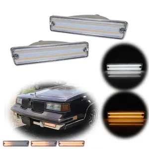 2pcs Clear Switchback LED DRL Turn Signal lamps Lights For 1981 1982 1983 1984 1985 1986 1987 1988 Oldsmobile Cutlass Supreme,Replace OEM 22511039, 22511038