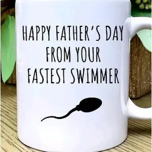 Mugs with funny patterns Happy Father's Day From Your Fastest Swimmer Funny Coffee Mug - 11oz White Ceramic Mug for Dad