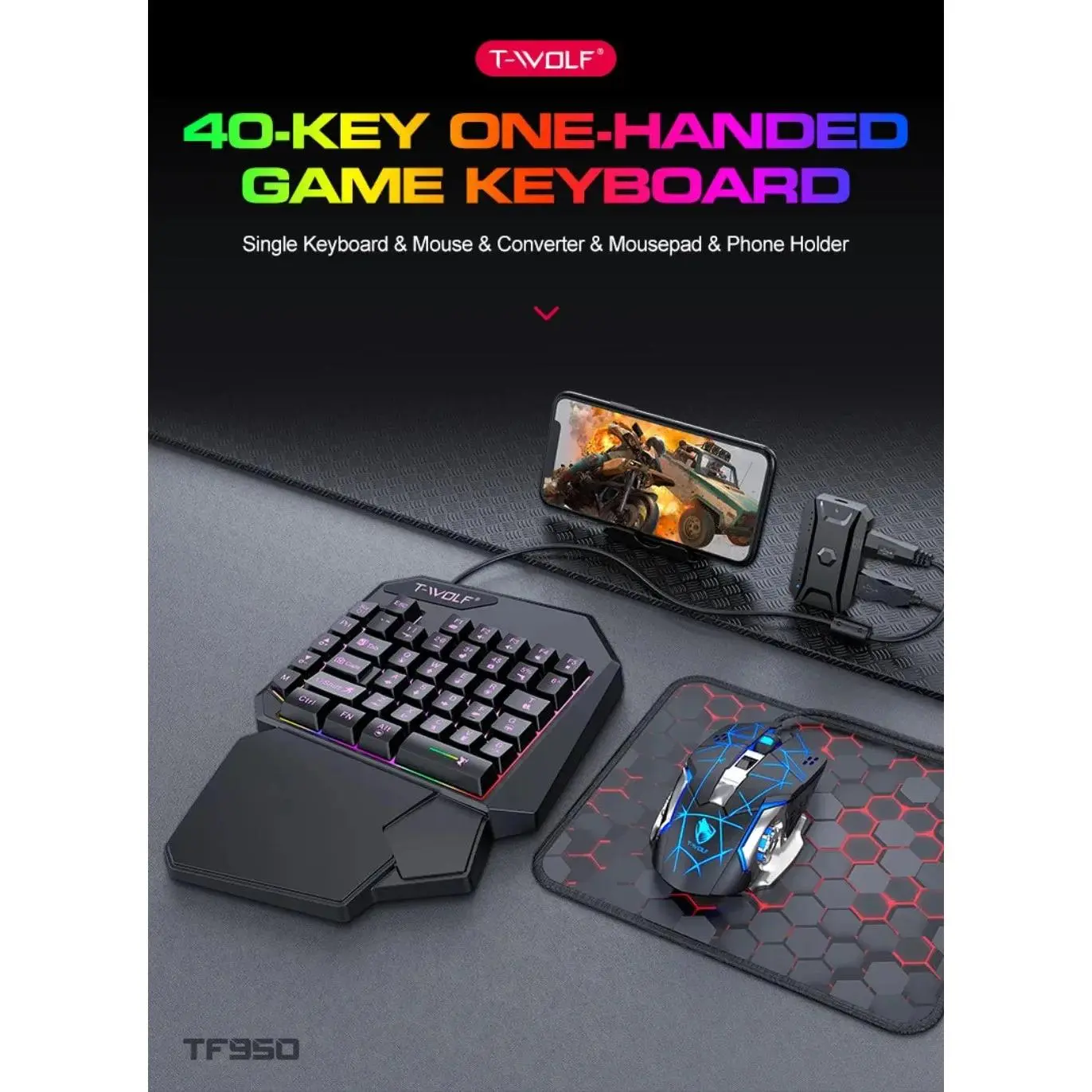 5-in-1 RGB Gaming Keyboard & Mouse Combo with Controller