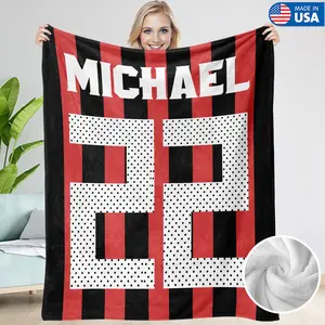 Custom Soccer Jersey Blanket | Personalized Name & Number Football Blanket | World Cup Fan Gift | Soccer Lover Birthday Gift | Sports Room Decor