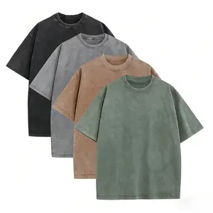 4 Pack Oversized Tshirts Unisex Gym Vintage Heavyweight T Shirts Cotton Workout Acid Wash Baggy Tees