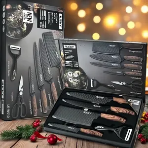 Dishwasher Safe Kitchen 6-Piece Knife Set,Non-stick Stainless Steel Sharp Knives Set for Precision Cutting with Sharp Chef and Meat Knives, Ergonomic Design,Designed with Proper Weight Distribution and Ergonomic Handles