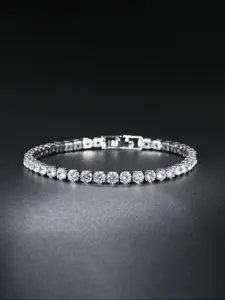 Rhinestone Decorated Link Bracelet, High Quality Bracelet, Elegant Jewelry for Women & Men, Trendy All-match & Exquisite Jewelry for Birthday Gift, Rhinestone Bangle Bracelet