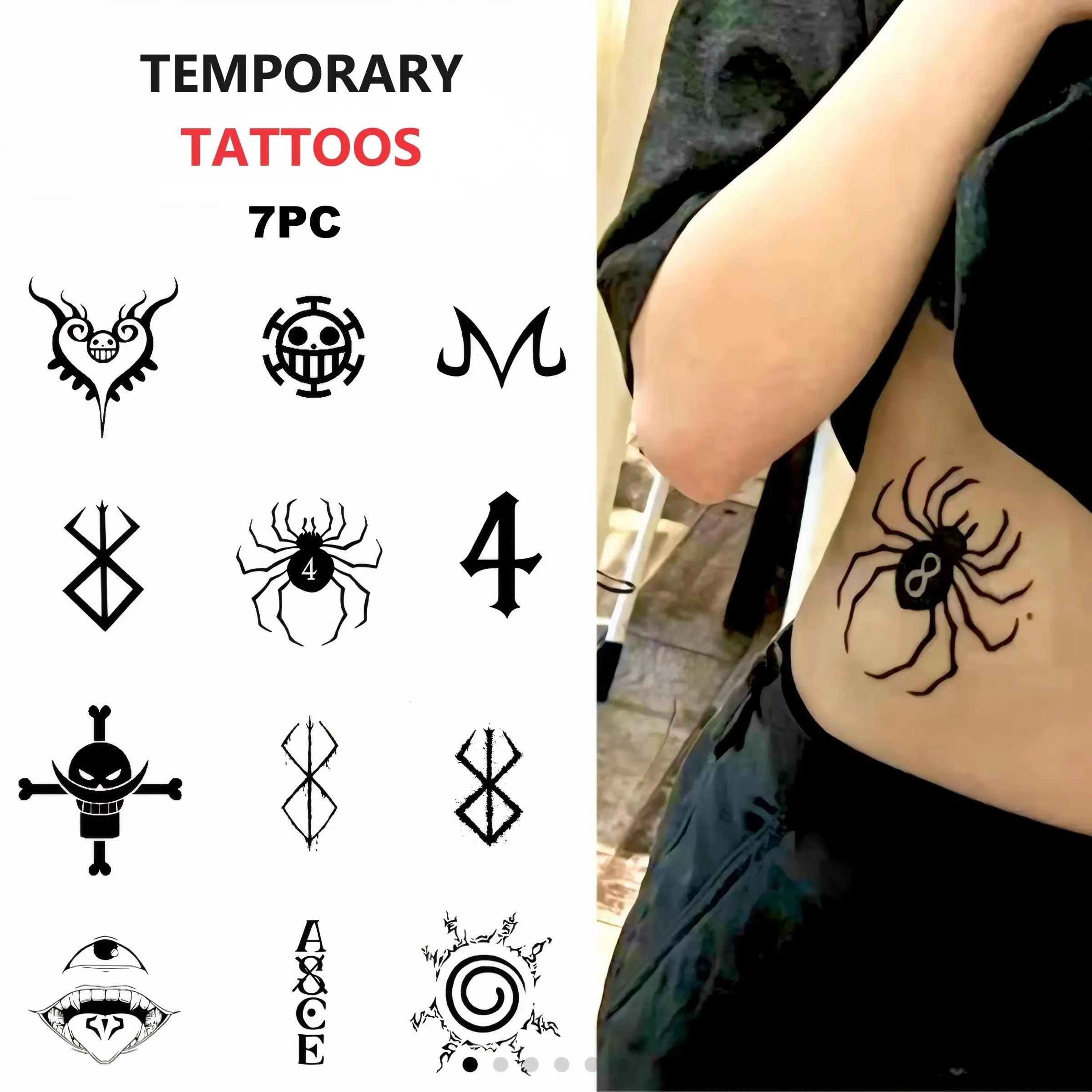 FeCaninCare 13pcs Cool Design Anime Pirate Temporary Tattoos Sticker Set Tattoo Stickers LongLasting And Safe Temporary Tattoos Party Cosplay Arms Neck Easy To Apply And Remove Fake Tattoos