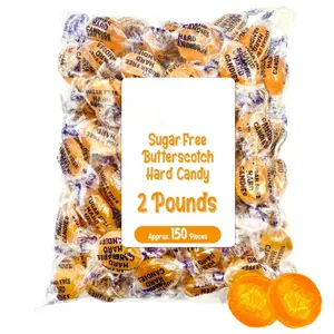Arcor Sugar-Free Classic Butterscotch Hard Candy Buttons - 2LB Bag, Sucralose-Sweetened, Individually Wrapped Bulk Party Snacks for All Ages (Approx. 150 Pieces)