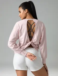 Colorfulkoala Women's Oversized Twist-Back ShirtCutout, Stretch Anti-Pilling Fabric, Versatile for Leggings & Layering