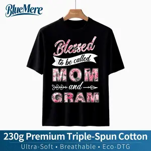 BlueMere 100% Cotton Blessed To Be Called Mom And Nana Floral Heart Design T-Shirt Womenswear Mother's Day Gift Ultra-Soft Breathable Eco-DTG Top - Fit