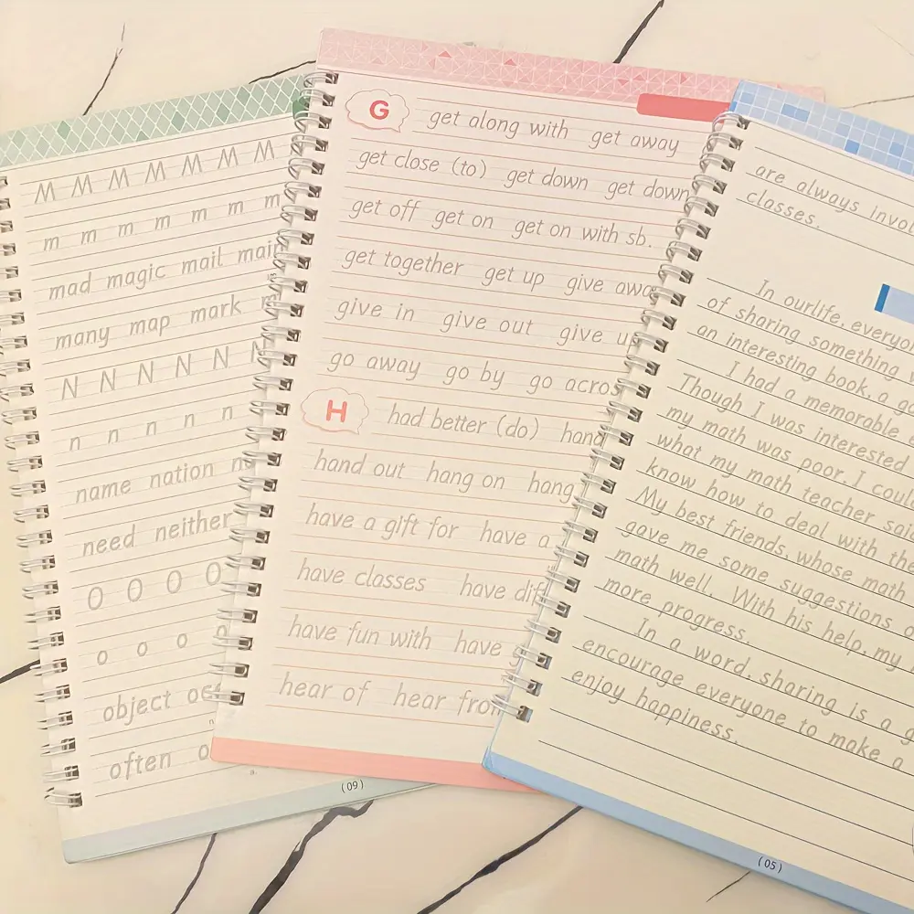 3 Pack English Handwriting Practice Books with Writing Tools, Teaching Supplies, Learning Materials, Reusable Calligraphy Letters, Tracing Preschool Books, Preschool Alphabet Tool for Children and Adults, Self-Learning English Writing Aid, Lettering