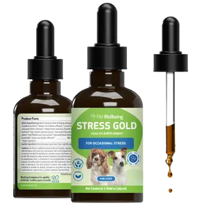 Pet Wellbeing Stress Gold - Herbal Supplement for Occasional Stress in Dogs, 2 oz Liquid, Supports Calm & Relaxation, Contains Skullcap, Valerian, Lemon Balm