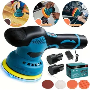 Christmas Shine Essential 6In Cordless Car Buffer Polisher Kit with 2x12V Rechargeable Batteries & 8-Speed Orbital Polisher for Festive Car Boat Detailing, Car Polish Machine, Car & Boat Use