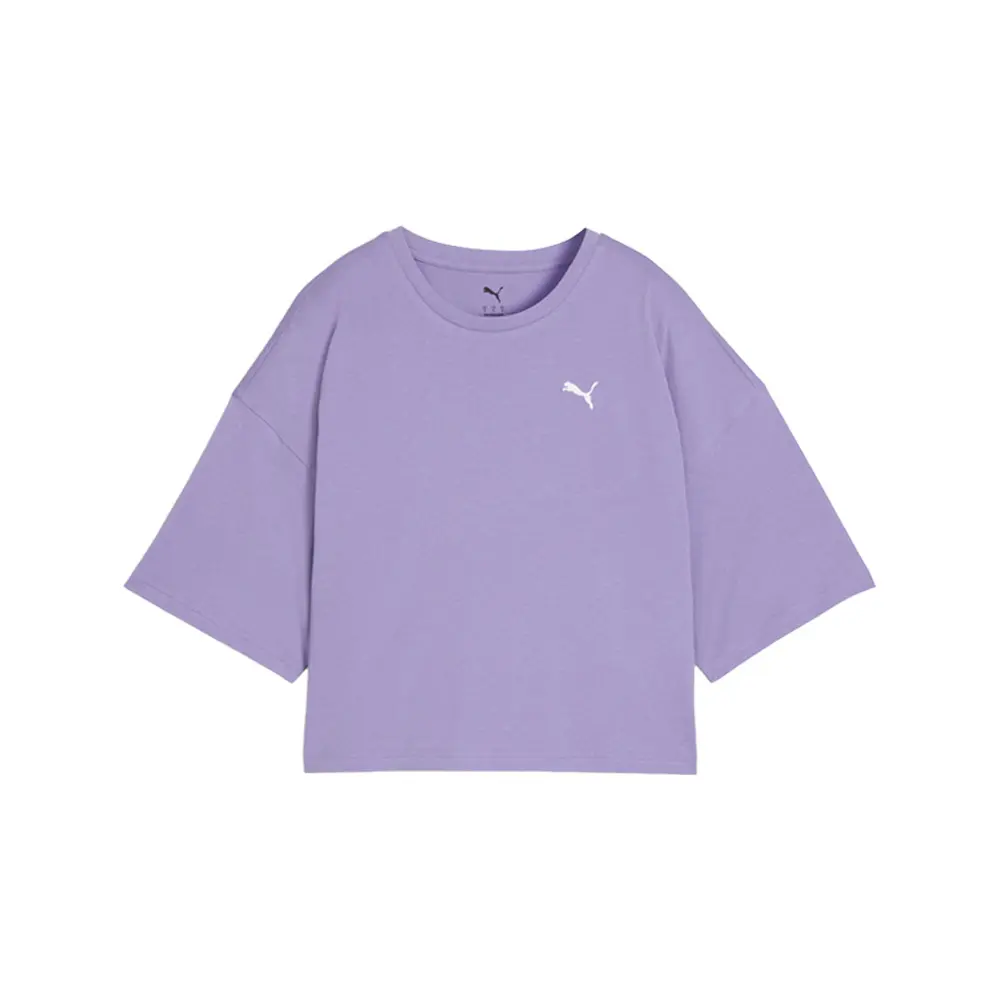 PUMA Womens Wardrobe Essentials Oversized Crew Neck Short Sleeve Casual Tops Casual - Purple