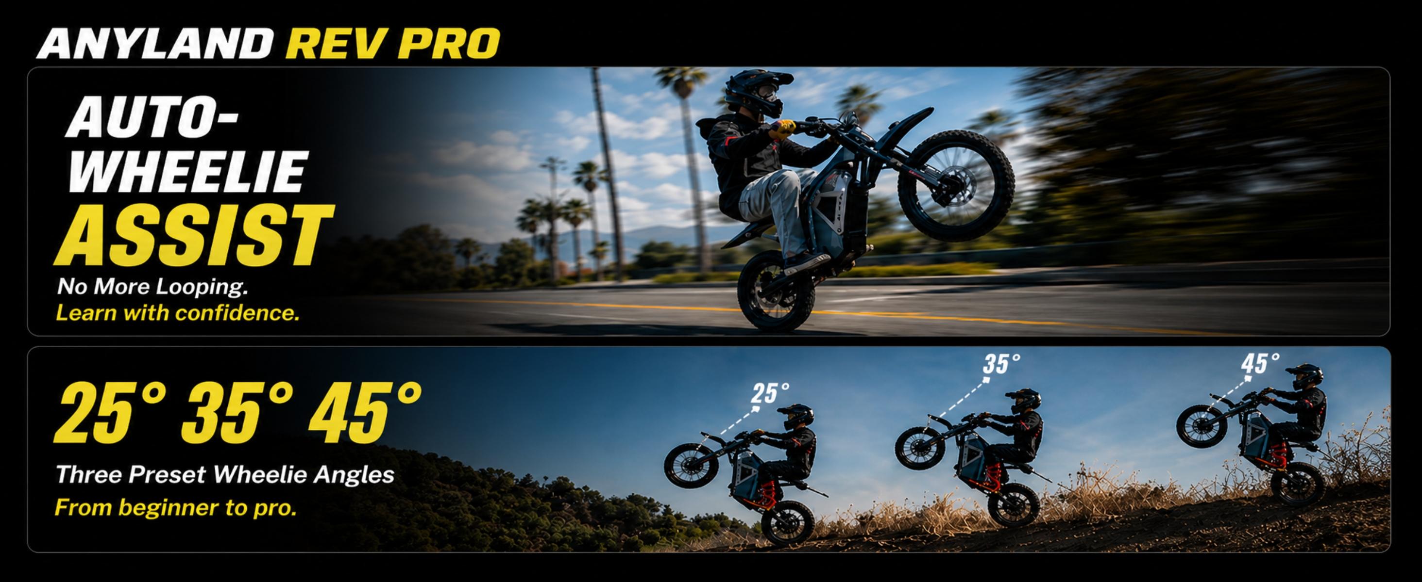 Anyland Rev Pro Electric Dirt Bike with WELIXON Wheelie-Assist Control System, 3000W Electric Motorcycle for Adults, E Dirt Bike with Hydraulic Brakes, Mountain Off-Road Ebike