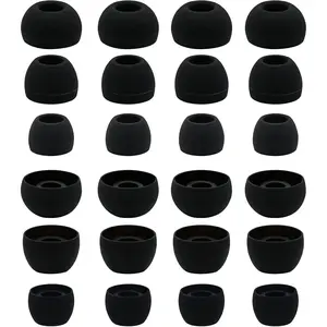 12 Pairs Silicone Replacement Earbud Tips For Other 3.8mm to 5.5mm Nozzle Earbuds, S/M/L Black