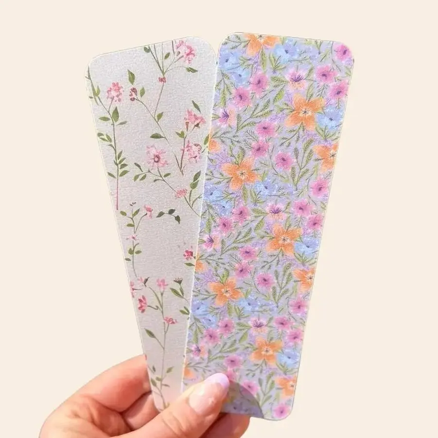 Floral Pattern Bookmarks Pastel Design Double Sided Laminated Thick Durable 7" x 2.2" Gift for Reader Book Lover